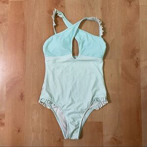 Sugar Coast by Lolli Front Cross Keyhole Neckline One Piece Swimsuit Size S